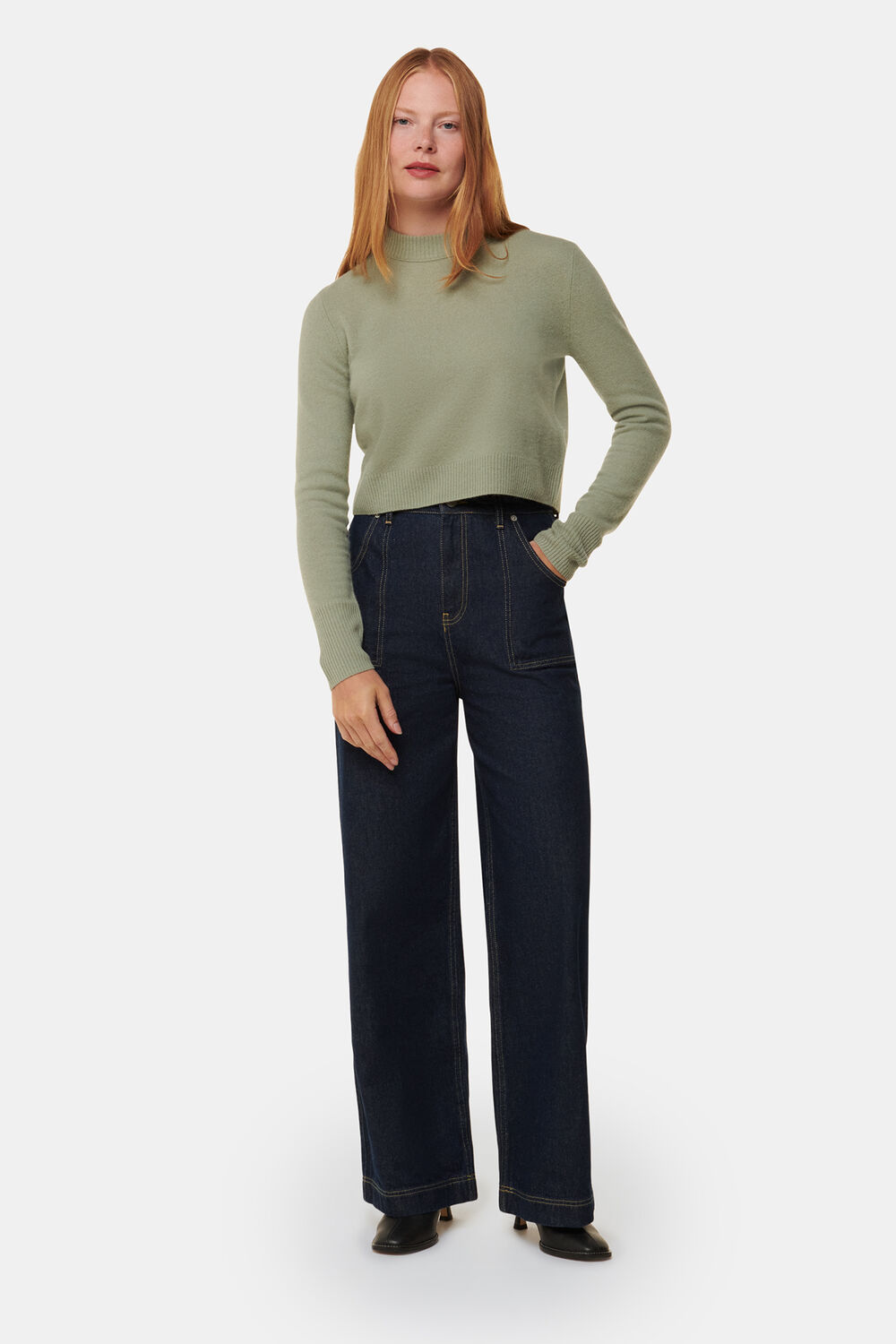 Sage Green Wool Cropped Sweater
